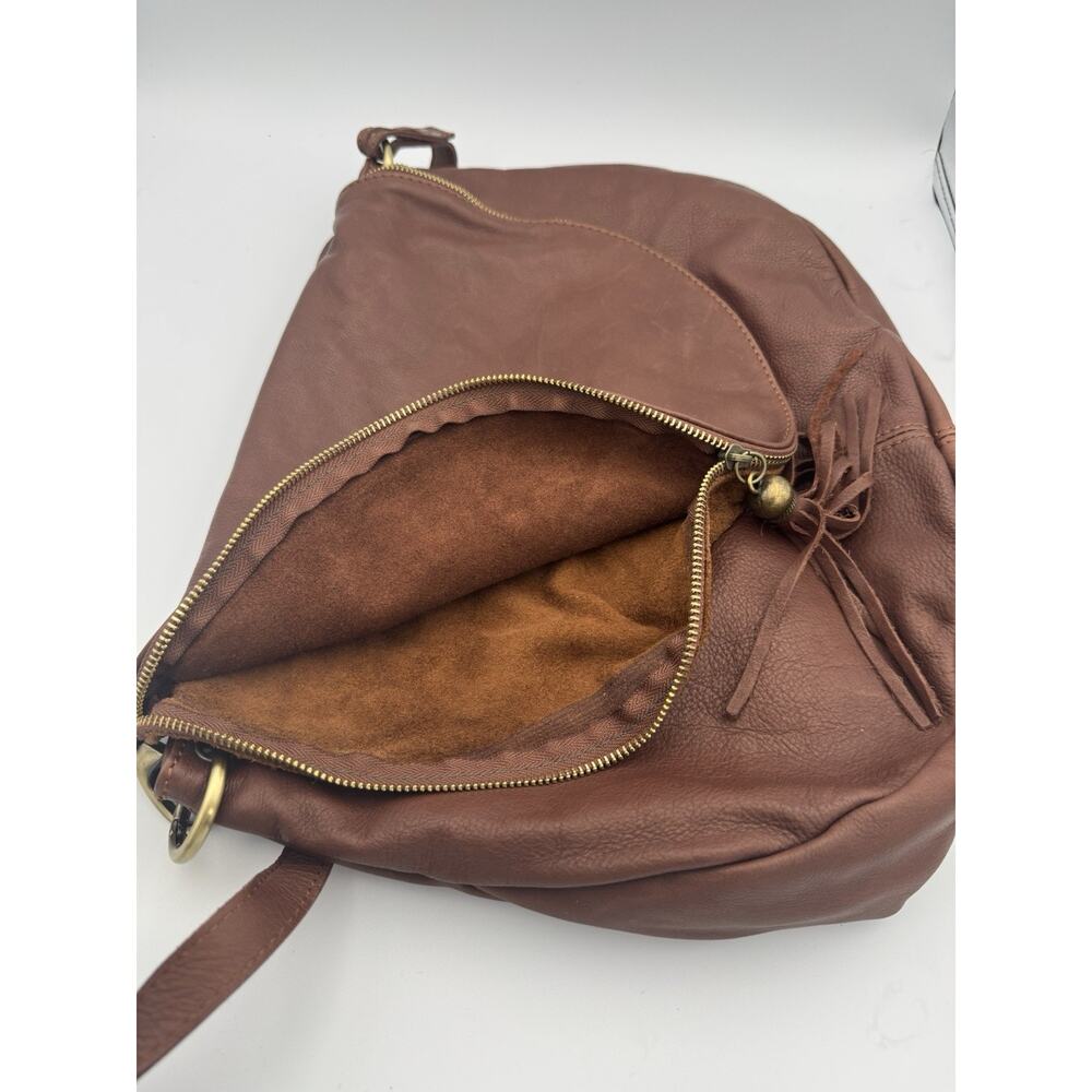 Brown Soft Leather Shoulder Handbag Unbranded Made in Italy Boho Hippie - Picture 7 of 9